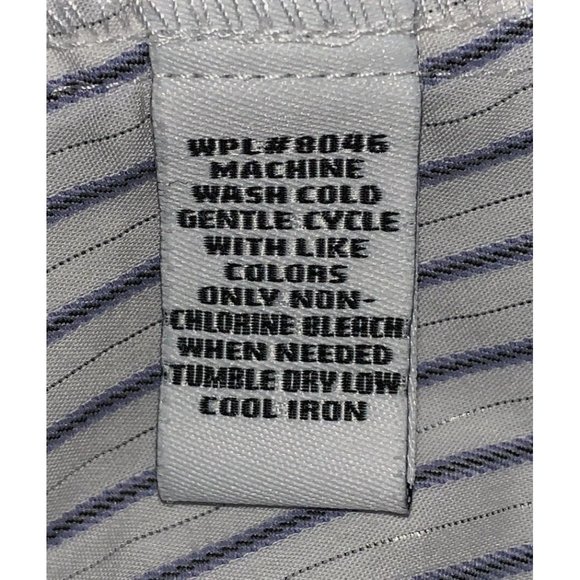 Style & Co Sz 6 White Blue Silver Striped L/S Tunic Blouse Metallic Career EUC - Picture 9 of 9